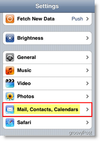 Apple iPhone open Mail, Contacts and Calendars